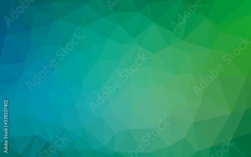 Light Blue, Green vector blurry triangle template. Creative illustration in halftone style with gradient. New texture for your design.