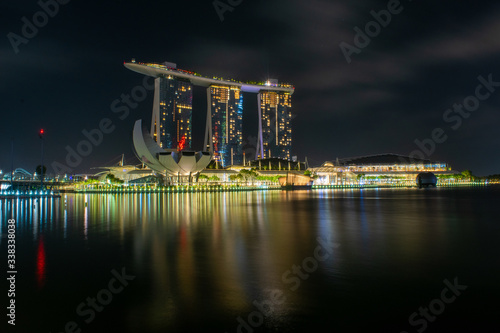 The Marina Bay Sands hotel in Singapore at night