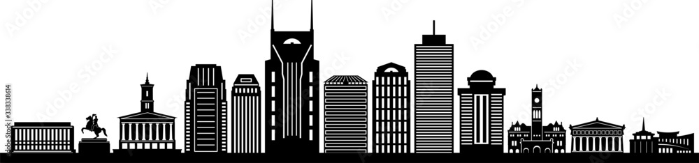 NASHVILLE City Skyline Silhouette Cityscape Vector