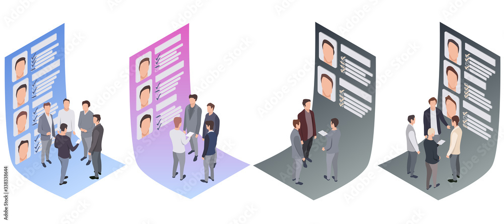 People survey. Concept group of people answer the question. Feedback