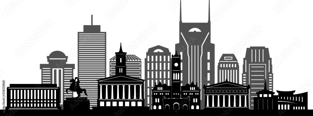 NASHVILLE City Skyline Silhouette Cityscape Vector