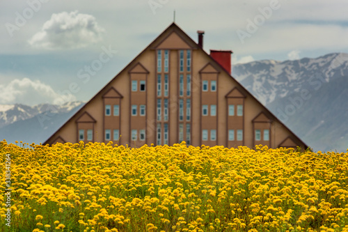 Vegetation in Ovacik District of Tunceli Province and Ovacik Ski Center in the Background photo