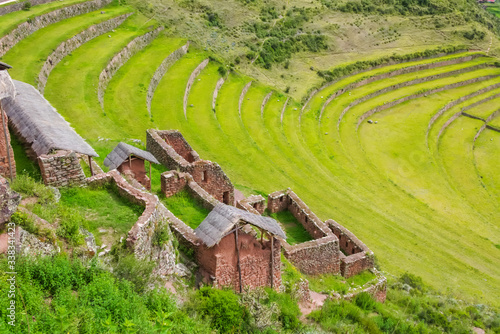 Obraz na płótnie Ancient Inca circular terraces in Sacred Urubamba Valley of Incas, Peru