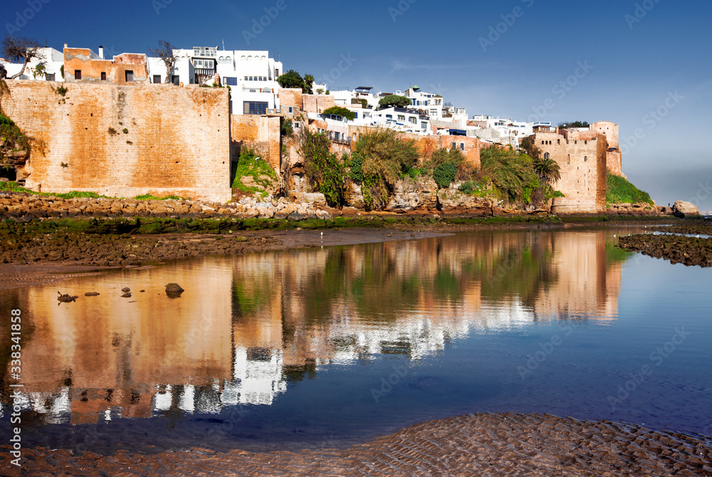 The Kasbah of the Udayas fortress in Rabat in Morocco. The Kasbah of the Udayas is located at the mouth of the Bou Regreg river in Rabat, Morocco.