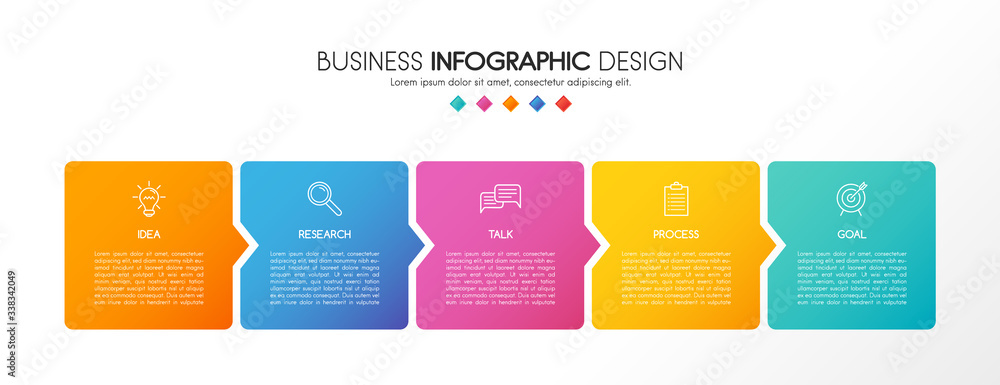 Infographic with 5 steps. Business diagram. Vector