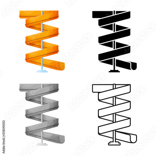 Vector design of waterslide and tunnel symbol. Graphic of waterslide and spiral stock vector illustration.