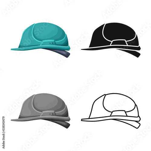 Isolated object of helmet and hat icon. Web element of helmet and hardhat stock vector illustration.