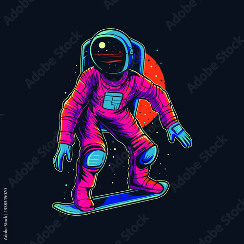 astronaut skating vector illustration design
