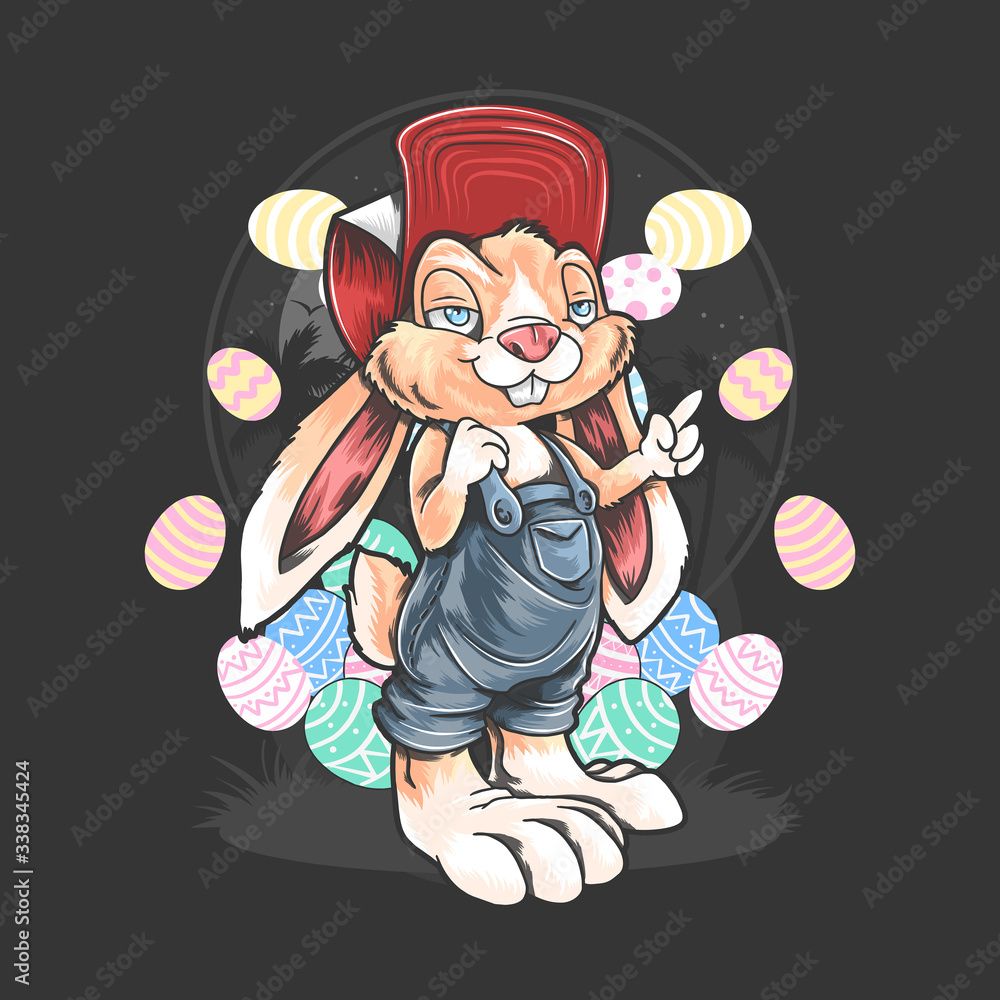 RABBIT CARTOON AND EASTER EGG RABBIT CARTOON AND EASTER EGG
