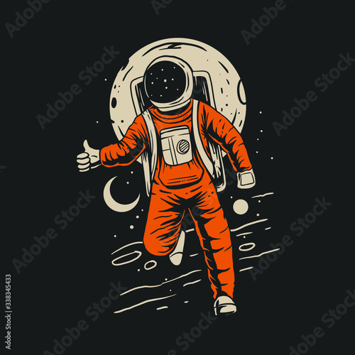 astronaut thumb hand vector illustration design