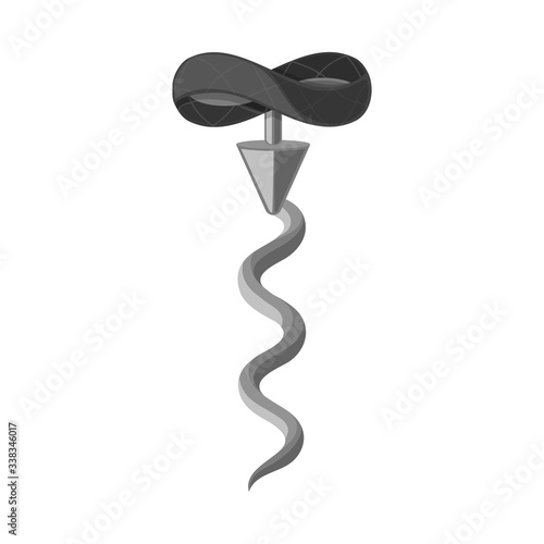 Vector illustration of gimlet and screw logo. Graphic of gimlet and metallic stock symbol for web.