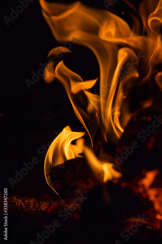 Bild auf Leinwand interesting shapes of fire tongues on black background