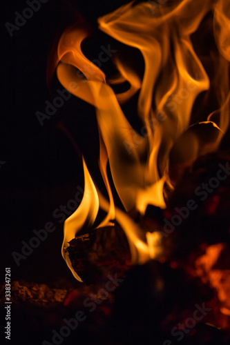 interesting shapes of fire tongues on black background