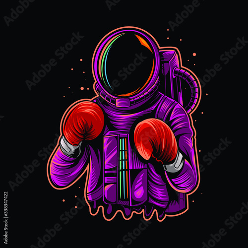 astronaut boxing vector illustration