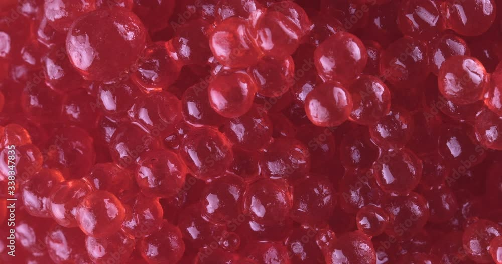 Red caviar rotated background. Salmon caviar close up rotation Red caviar rotated background. Salmon caviar close up rotation