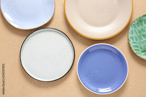 Clean plates on color background