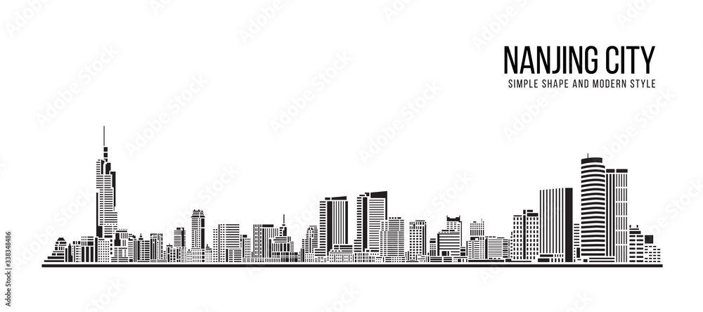 Cityscape Building Abstract Simple shape and modern style art Vector design - Nanjing city