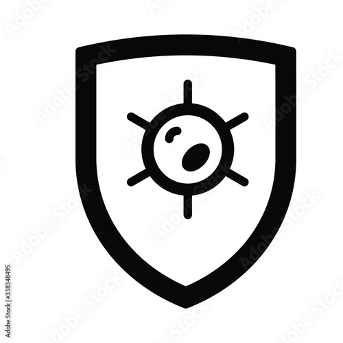 Coronavirus Prevention Herd Immunity Shield Concept, medical protection Guard stopping and destroying covid-19 on white background, Vector icon