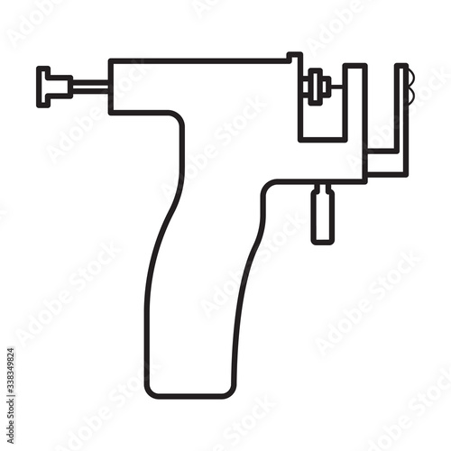 Piercing of gun vector icon.Outline vector icon isolated on white background piercing of gun.