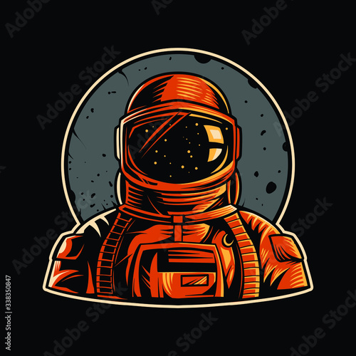 astronaut vector illustration with moon
