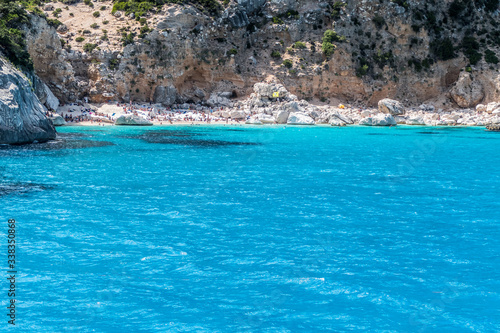 The beach of Cala Goloritze in Sardinia with turquoise water (Gulf of Ororsei)