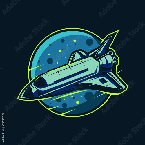 space plane emblem vector illustration