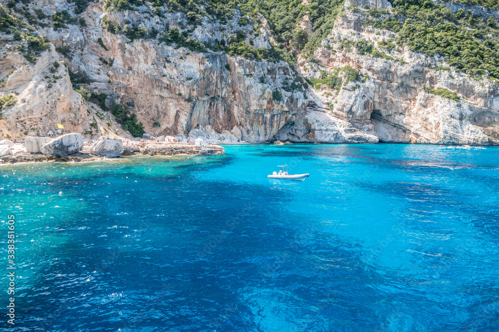 The beach of Cala Mariolu in Sardinia with turquoise water (Gulf of Orosei)