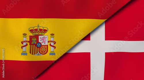 Wallpaper Mural The flags of Spain and Denmark. News, reportage, business background. 3d illustration Torontodigital.ca