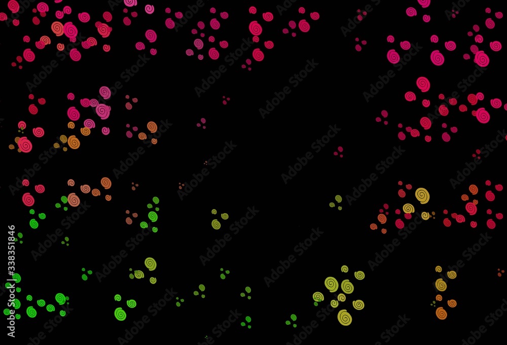 Dark Pink, Green vector pattern with lines, ovals.