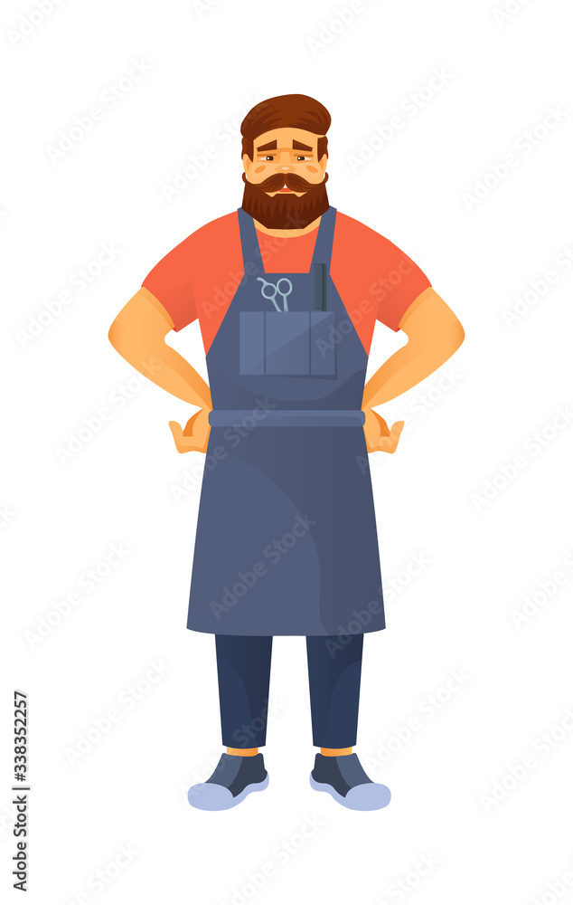 Hipster barber with beard in apron, accessories. Beauty, healthy lifestyle. Hipster barber with beard in apron, accessories. Beauty, healthy lifestyle.