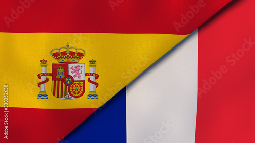 Free Download The flags of Spain and France. News, reportage, business background. 3d illustration - GFXLoad