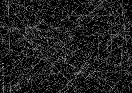 A lot of stretched white lines on a black background. Design for banner, cover, web site. Eps 10.