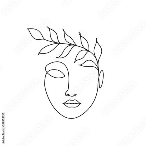 Continuous line drawing art of beauty woman faces and hairstyle, fashion concept, abstract minimalist, vector illustration for logo, icon, organic cosmetic, spa salon