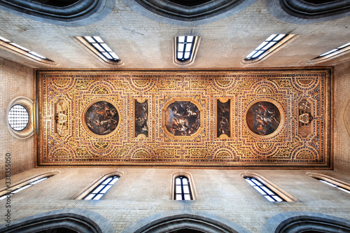 Ornate ceiling of the Church of San Pietro a Majella, Naples, Italy