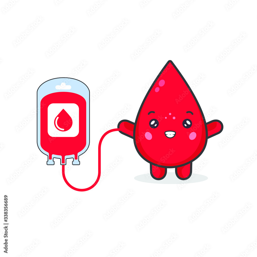 Cute Blood Characters and Donate Concept Cute Blood Characters and Donate Concept