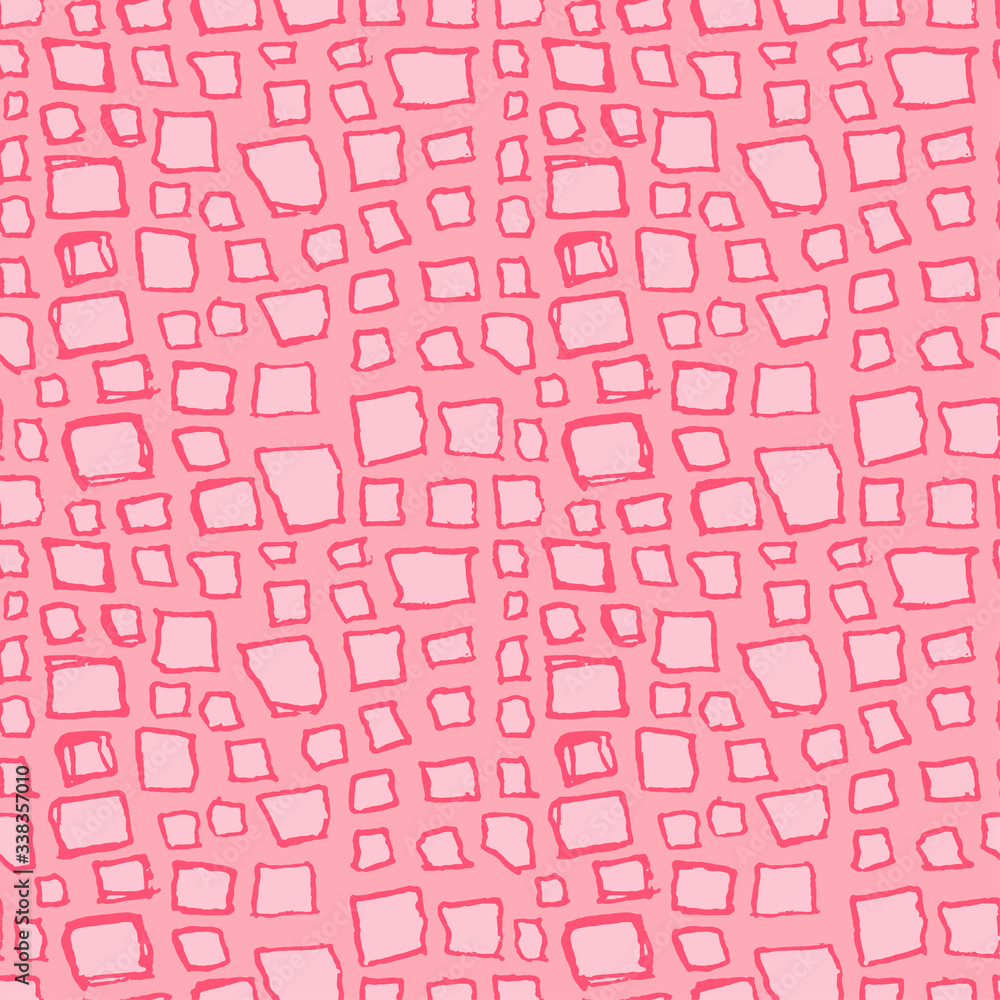 Stones handdrawn seamless pink pattern. Vector illustration.