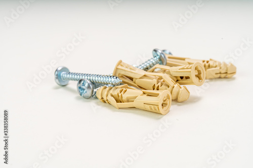 Plastic Wall Anchors on white background