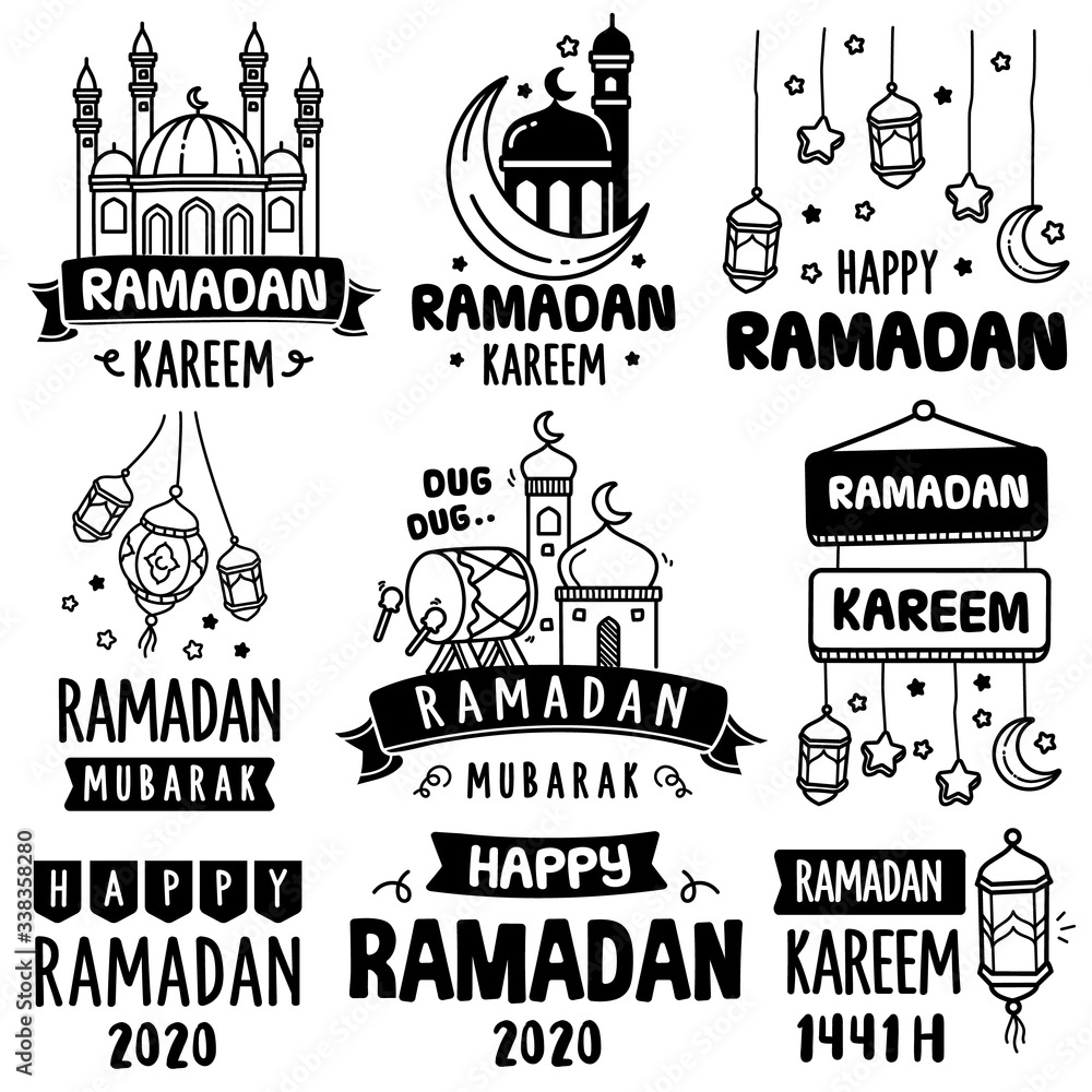 Fototapeta premium Hand-drawn Vector Collection: Celebrating Ramadan
