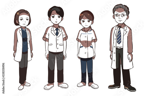 真剣に取り組む医療関係者(影付き)