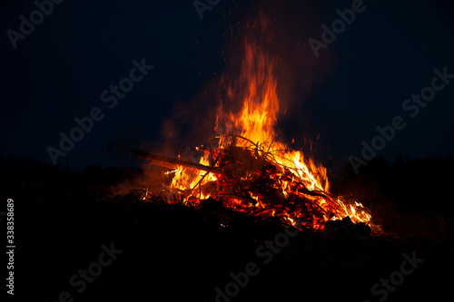 Traditional Finnish easter bonfire to banish witches.