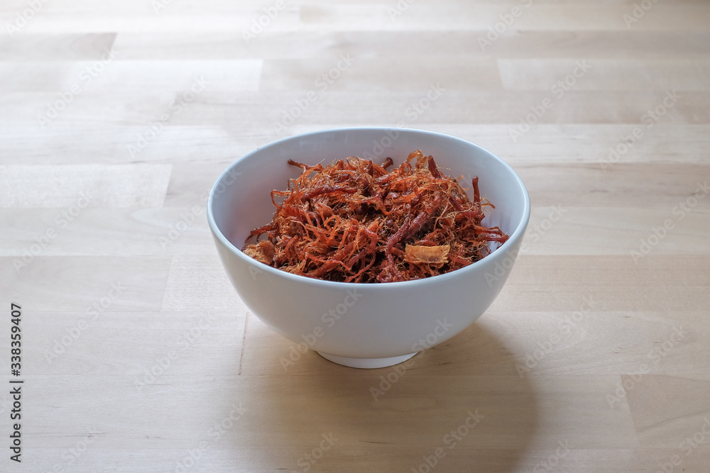 Dried shredded pork is a side and snack are popular in asia Dried shredded pork is a side and snack are popular in asia