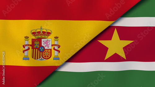 Wallpaper Mural The flags of Spain and Suriname. News, reportage, business background. 3d illustration Torontodigital.ca