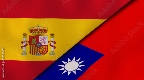 Free Download The flags of Spain and Taiwan. News, reportage, business background. 3d illustration - GFXLoad