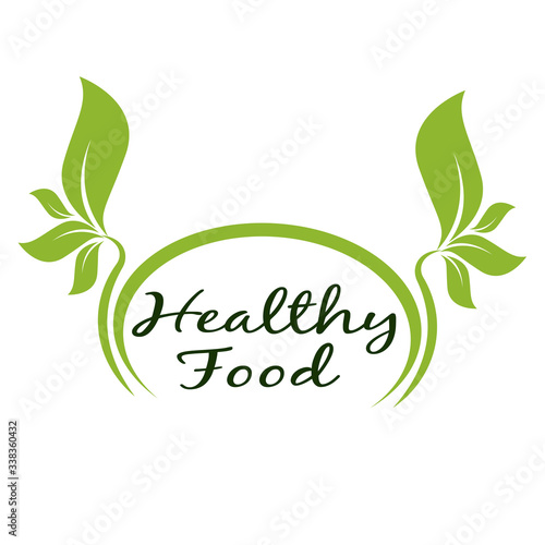 Healthy Food Lettering in Round Frame vector