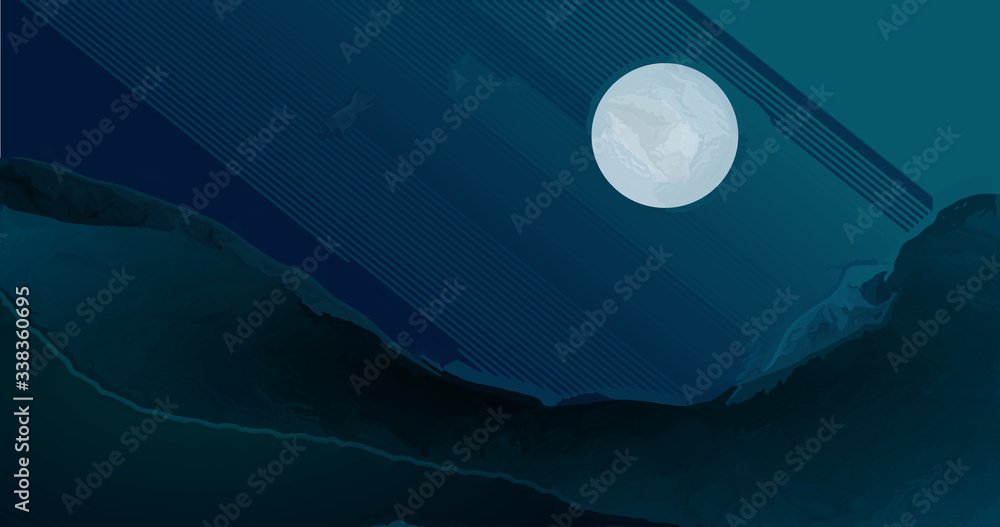 Fototapeta premium Moon in blue. Dark background with bright moon for multiple compositions