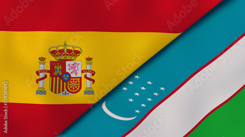 Wallpaper Mural The flags of Spain and Uzbekistan. News, reportage, business background. 3d illustration Torontodigital.ca