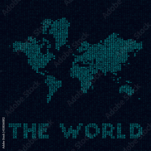 The World tech map. World symbol in digital style. Cyber map of The World with world name. Captivating vector illustration.