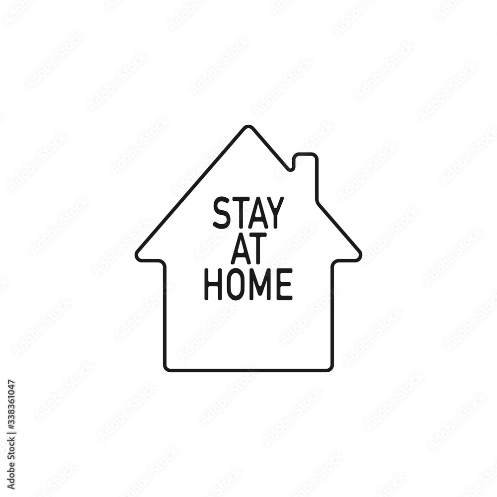 Stay at home concept. Stay home. House with text Stay at home. Logo. Quarantine symbol. Banner or poster. Vector illustration Stay at home concept. Stay home. House with text Stay at home. Logo. Quarantine symbol. Banner or poster. Vector illustration