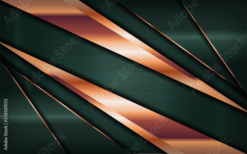 Luxury dark green background combine with golden bronze lines