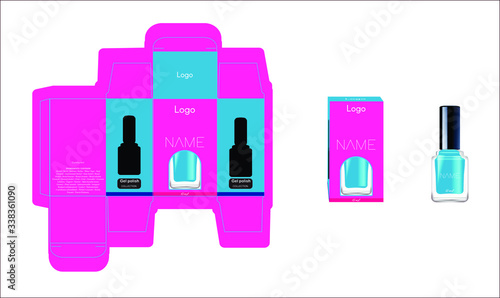 Packaging design, luxury nail polish template and mock up box for your product. Illustration vector.